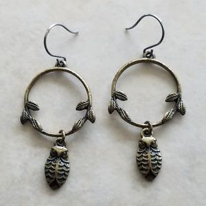 Brass owl dangle earrings